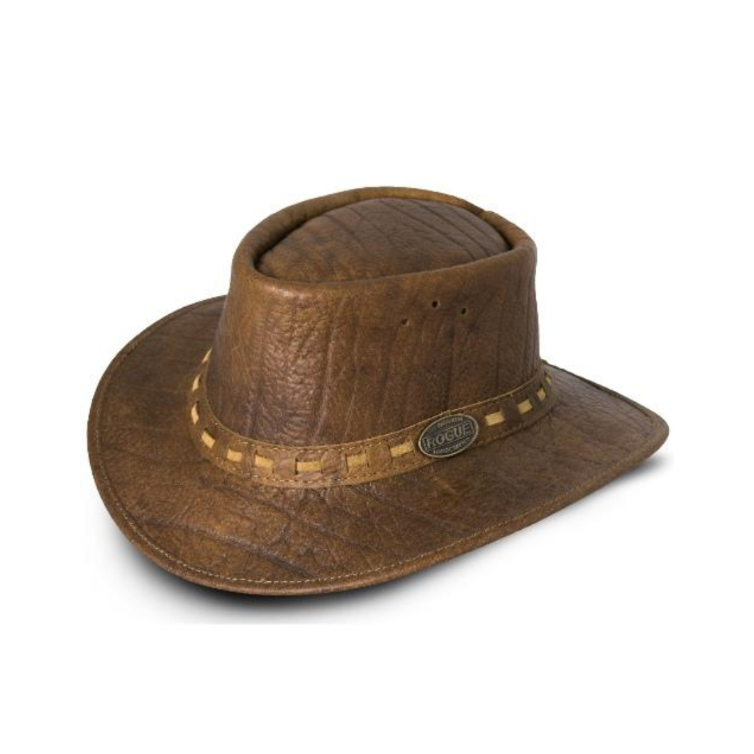 Rogue Brown Leather Safari Bush Hat with Braided Band Rogue Brown Leather Safari Bush Hat with Braided Band main image 4